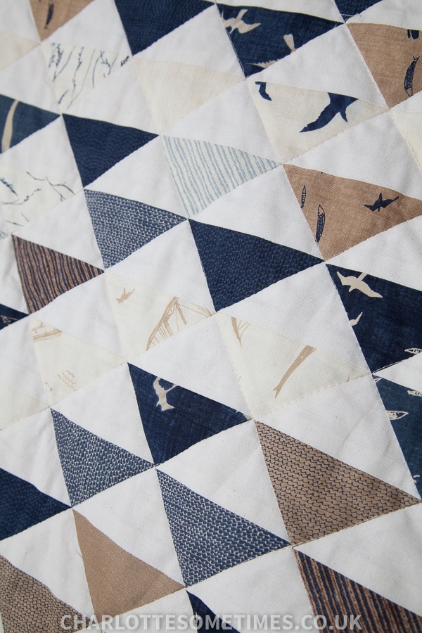 Thames Barge Quilt | Modern HST (Half Square Triangles) | Moda Fabric - More Hearty Good Wishes